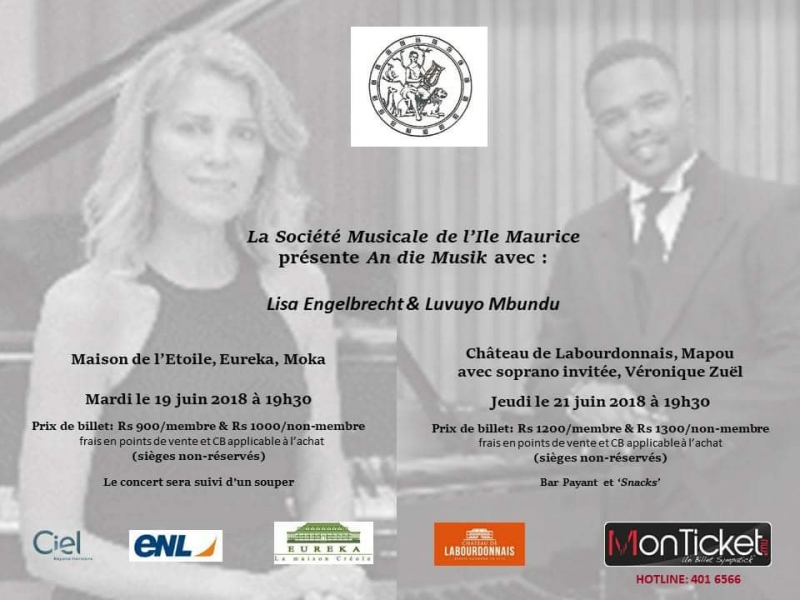 Récital  lyrique avec Lisa Engelbrecht et Luvuyo Mbundu à La maison Eurêka et au Château Labourdonnais