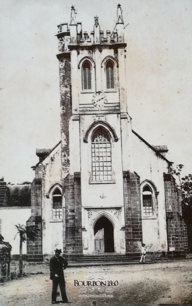 L'église catholique de Mahebourg vers 1909.