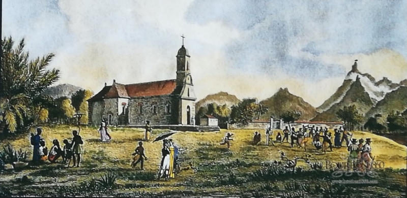 L'église des Pamplemousses à Maurice vers 1800