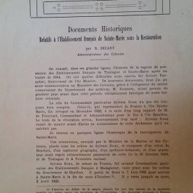 Documents historiques-relatifs à l'établissement français de sainte-marie sous la restauration-r.decary 