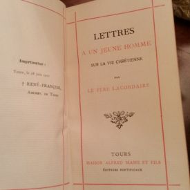  lettres à un jeune homme sur la vie chrétienne. lacordaire (père)