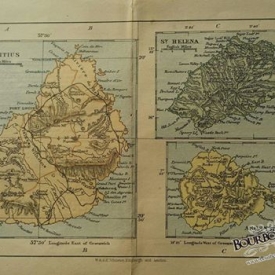 Carte miniature représentant maurice st hélène et l'ile de l'ascension de l'atlas w &  a. k. johnston 1895